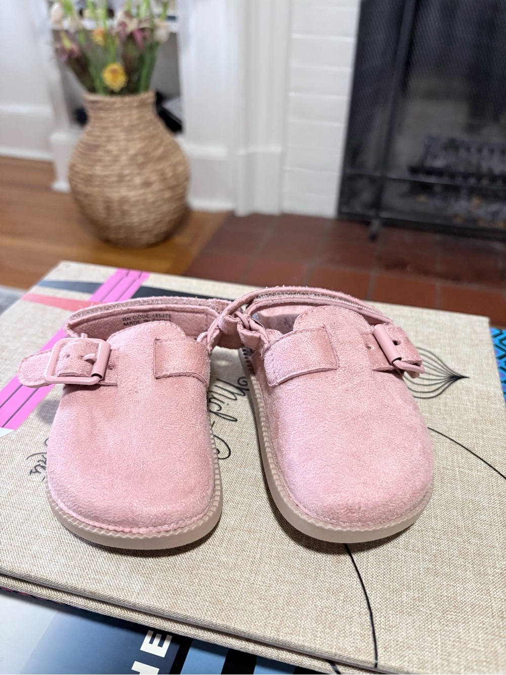 Primark Pink Suede Buckle Kids Clogs